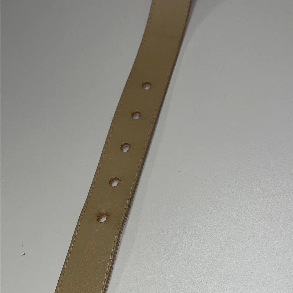 Accessories by Pearl Tan Leather Belt w/ Polished Silver Buckle size small